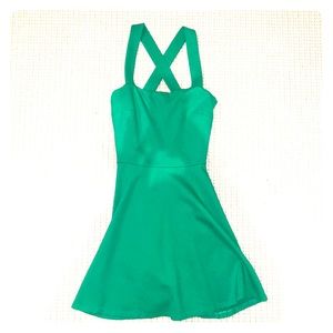 Zara Green Dress Crossback Fit and Flare